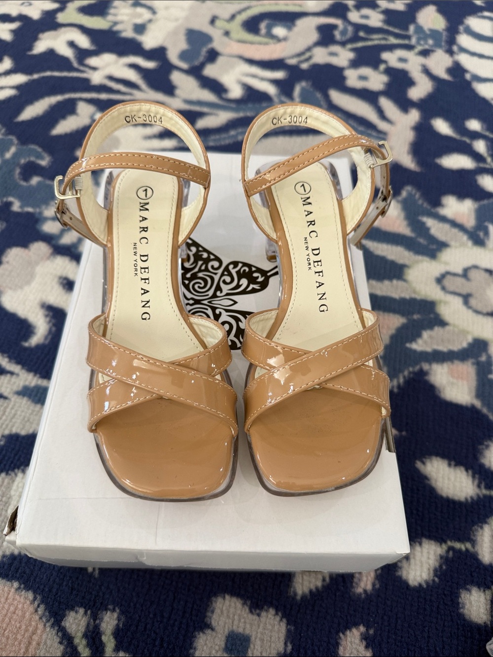 BNWT Marc Defang Girls' Patent Tan Dress clear heel